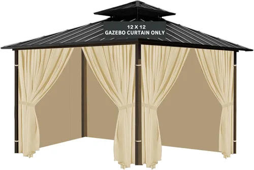 Vista 12 de Cortina de Privacidad de Repuesto Universal para Gazebo, Cortina para Gazebo de 10'X10' Impermeable para Exteriores, 4 Paneles de Cortinas Laterales