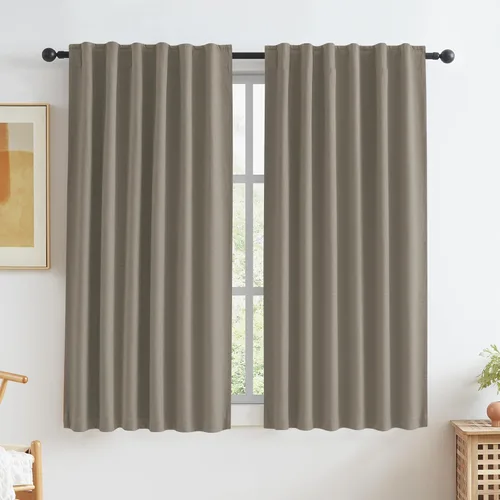 Vista 49 de KEQIAOSUOCAI - Cortinas opacas naturales de 108 pulgadas de largo, cortinas modernas con pestaña trasera, paneles plisados para sistema de cortina