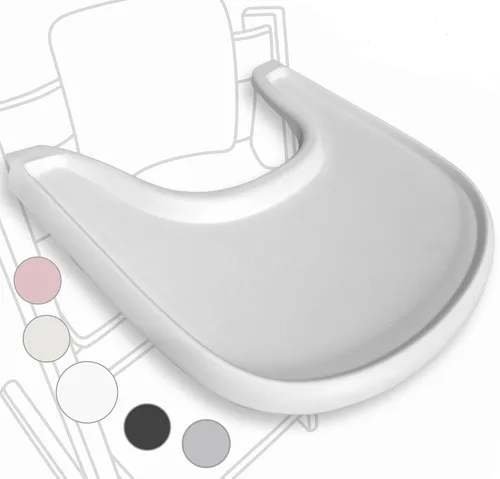 Vista 9 de Bandeja para silla alta compatible con silla Stokke Tripp Trapp - Rosa polvoriento mate - Sin placa de succión - Diseño ergonómico curvado - Sin