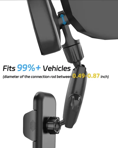 Vista 5 de Soporte de teléfono para espejo retrovisor mejorado 2026 para tu automóvil, soporte de teléfono multidireccional de ajuste giratorio dual 360