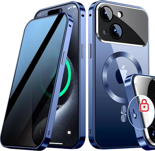 Vista 11 de [Protección completa de la cámara y bloqueo mecánico] Funda magnética de privacidad para iPhone 13 [compatible con MagSafe] [anillo de metal CD]