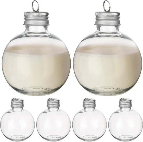 Vista 10 de Baluue Bolas de bebida de Navidad, 10 unidades, bolas transparentes de alcohol de Navidad, 3.4 fl oz, adornos rellenables para botellas de agua