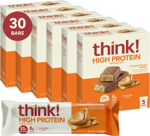Vista 18 de think! Barras ricas en proteína de 20 gramos, paquete surtido, 0-3 gramos de azúcar, sin edulcorantes artificiales, sin OMG, barra de 2.1-2.2 oz