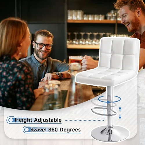 Vista 6 de Homall Taburetes de bar modernos de cuero PU ajustables giratorios, taburete de bar hidráulico sin brazos para mostrador de cocina, altura extra