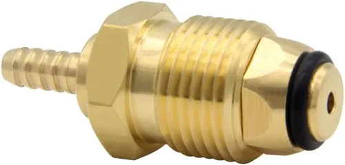 Vista 5 de Adaptador de tanque de gas propano de nariz suave Hooshing POL con barba de manguera de 1/4" Adaptador de tanque LP 100% latón sólido