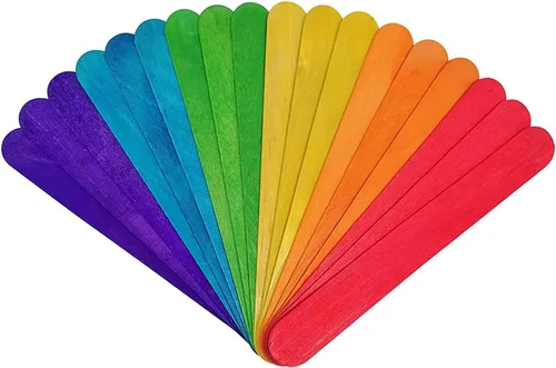 KTOJOY Palitos de madera jumbo de 6 pulgadas, 100 palitos de madera de colores, palitos de manualidades de 3/4 pulgadas de ancho, palitos de hielo