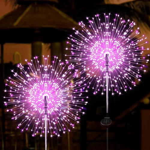Vista 18 de JJGoo - Farolas solares con efecto de fuego, juego de 2, 135 LEDs, 2 modos de iluminación, luces solares para jardín al aire libre, impermeables