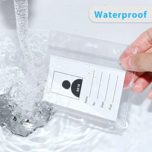 Vista 4 de Marspark 100 juegos de cordón transparente con soporte para identificación, cordón plano a granel con insignia retráctil, de plástico, impermeable