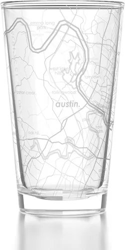 Vista 50 de Well Told Vaso de pinta grabado con mapa de Columbus Ohio, regalo de cerveza grabada (16 onzas, transparente) Pinta de mapa de la ciudad