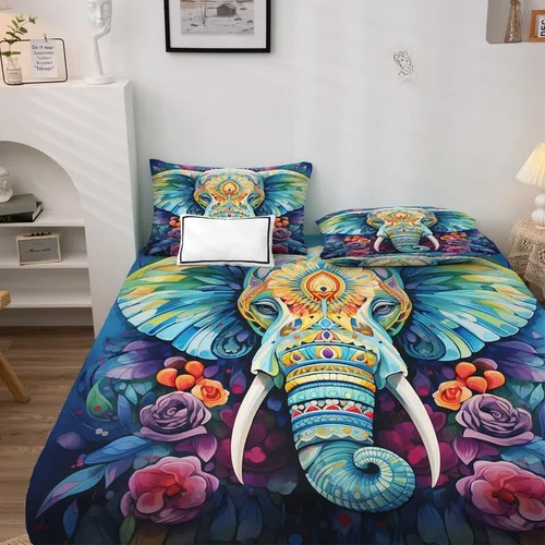 Vista 11 de Juego de sábanas de elefante tamaño individual, sábanas de microfibra suave con bolsillo profundo y patrón sin arrugas, 3 piezas