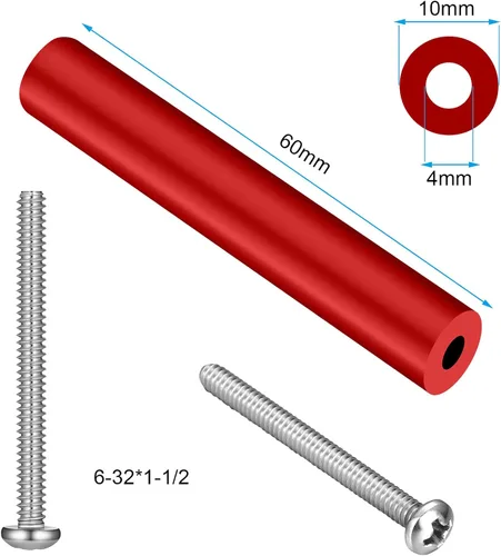Vista 2 de Ripeng Kit extensor de caja de salida eléctrica, interruptor eléctrico y espaciadores de receptáculo, paquete de 24 (12 tubos y 12 tornillos) (rojo)