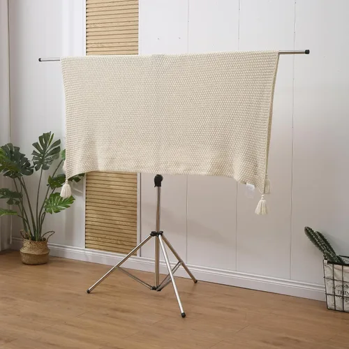 Vista 4 de Tendedero plegable y portátil, para secar, de acero inoxidable, de gran capacidad, ajustable, para ropa