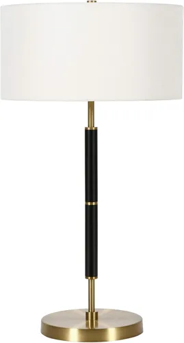 Simone - Lámpara de mesa de 25 pulgadas de alto con 2 bombillas y pantalla de tela en negro/latón/blanco