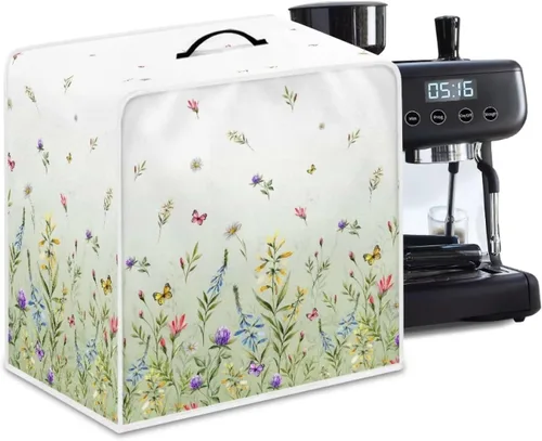 Vista 7 de Funda para cafetera, poliéster, azul, se adapta a la mayoría de máquinas de café estándar, protector resistente al polvo, huellas dactilares