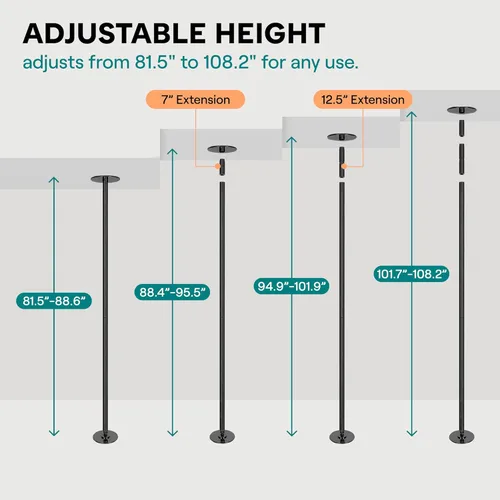 Vista 3 de SereneLife Professional Spinning Dance Pole, 45mm Portable Exercise Pole for Fitness – Durable Steel Build, Anti-Rust Finish, Suitable for Home