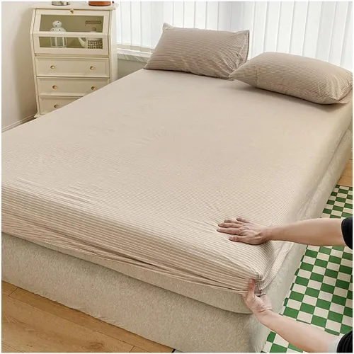 Vista 14 de Sábana bajera ajustable 100% de algodón de punto jersey, tamaño King, con bolsillo extra profundo, sin arrugas, ultrasuave, tamaño individual XL