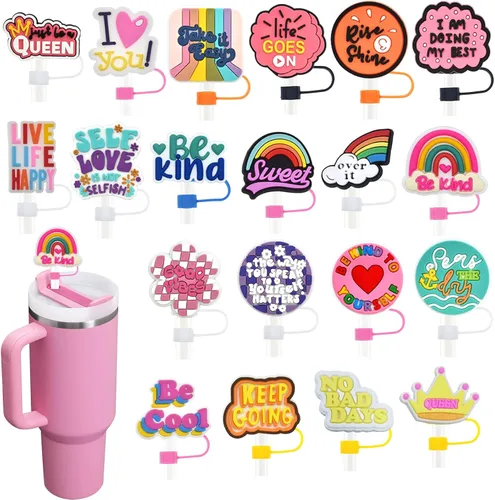 Vista 18 de 19 tapas de pajitas con diseño de juego para vaso Stanley de 40 oz/30 oz, tapa de pajita reutilizable de 10 mm, accesorios bonitos para la parte