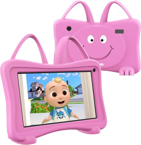 Vista 8 de Tablet para niños de Trayoo de 7 pulgadas, tableta de aprendizaje para niños pequeños con WiFi, YouTube, cámara dual, pantalla táctil, control Rosa