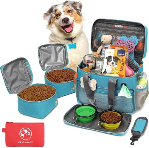 Vista 11 de Bolsa de viaje para perros para viajar Accesorios de viaje para perros de una semana/durante la noche con bolsillos multifuncionales Juego