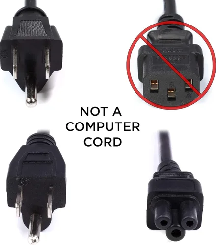Vista 4 de Cable de alimentación de CA de 3 pies, color negro, de 3 clavijas, para portátiles, computadoras y fuentes de alimentación, cable de alimentación
