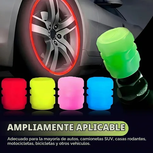Vista 7 de 20 tapones fluorescentes para válvulas de neumáticos, tapas de válvula de neumáticos brillantes, cubiertas luminosas para válvulas de ruedas