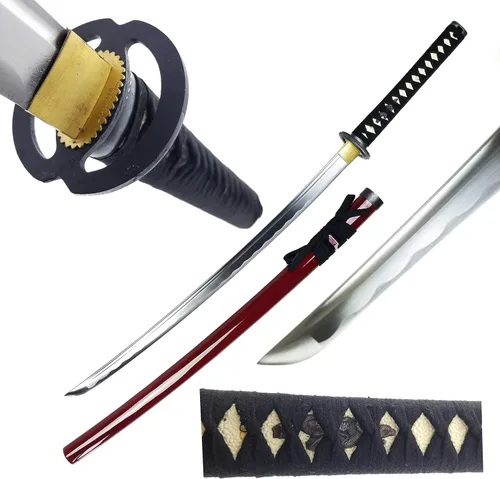 Musha Hand Forged Japanese Katana Samurai Sword - 1045 High Carbon Steel Full Tang Blade for Collection, Gift, Straw Mat Cutting Practice