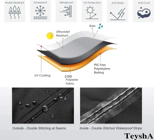 Vista 5 de Funda impermeable para motocicleta, para exteriores, para todas las estaciones, protección solar universal para todas las estaciones, protección