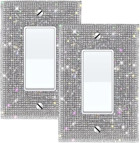 Vista 20 de Cubierta de interruptor de diamantes de imitación dorada brillante - Placa de interruptor de luz con purpurina