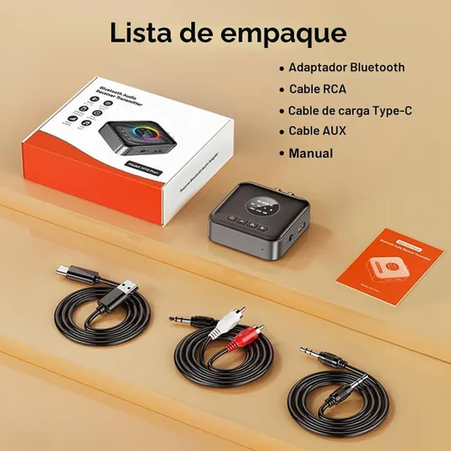Vista 9 de Receptor transmisor Bluetooth aptX adaptativo/baja latencia/HD Bluetooth adaptador 5.2 compatible con 2 teléfonos AirPods, receptor de audio