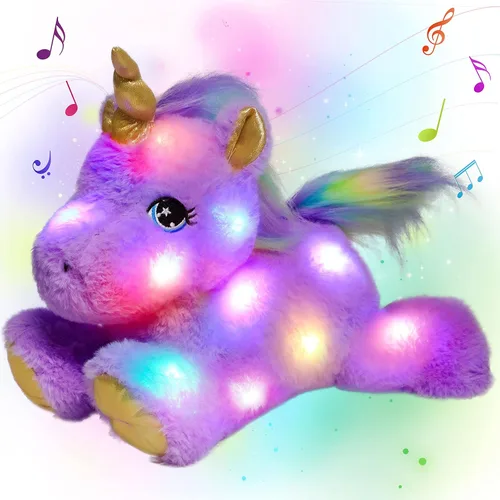 Vista 10 de Cuteoy Peluche LED de dinosaurio azul iluminado, para cumpleaños, Navidad, juguetes de peluche T-Rex, regalos para niños pequeños, 12.5 pulgadas