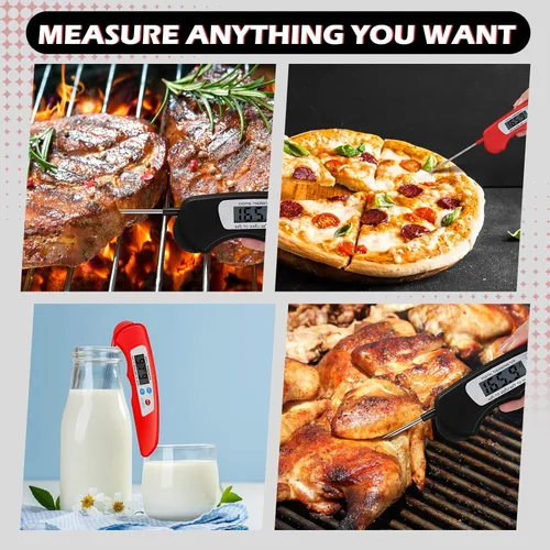 Vista 5 de Termómetro digital para carne, 6 piezas, plegable, de lectura instantánea, termómetro de alimentos, impermeable, sonda digital de alimentos con imán