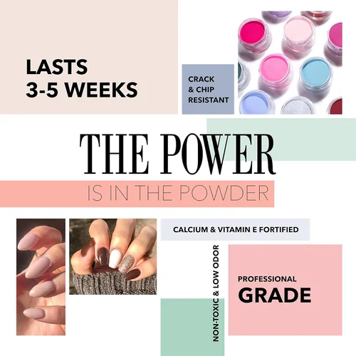 Vista 3 de Revel Nail Polvo de inmersión, esmalte de uñas de polvo nude, polvo de inmersión resistente a las virutas con vitamina E y calcio, manicura