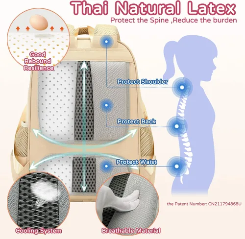 Vista 4 de Mochila para laptop de 15.6 pulgadas, mochila escolar para niños, mochilas primarias, mochilas universitarias para mujeres, niñas, adolescentes