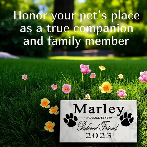 Vista 2 de Broad Bay Placa de regalo conmemorativa para mascotas para perros, mármol sólido, placa de jardín personalizada para mascotas para interiores