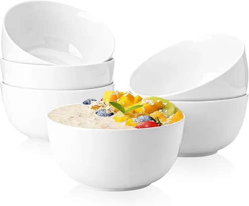 Vista 13 de Sweese Juego de 6 cuencos de porcelana de 4 onzas, mini cuencos para postre, aptos para microondas y lavavajillas, multicolor