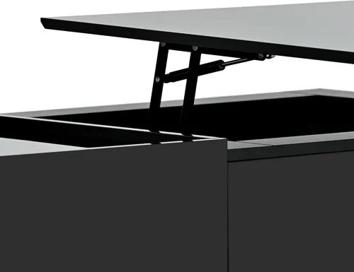 Vista 115 de Mesa auxiliar elevable, mesa auxiliar multifuncional con estantes abiertos, mesa de comedor moderna para sala de estar, oficina en casa (negro #004)