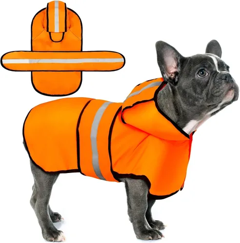 Vista 7 de Paiaite Waterproof Hooded Dog Raincoat with Reflective Strips Yellow S Amarillo