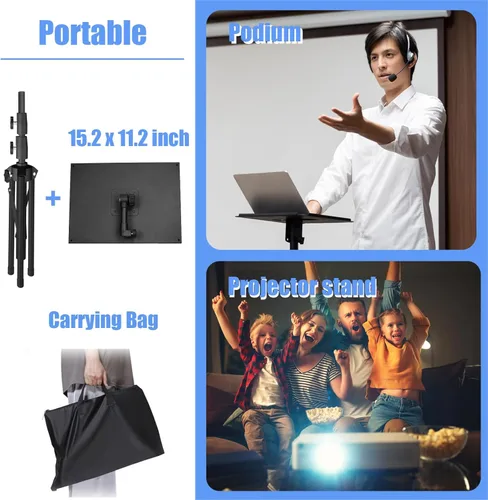 Vista 3 de Kereal Soporte de trípode para proyector de laptop, soporte de suelo portátil universal para equipos de DJ, oficina, escenario, estudio, podio