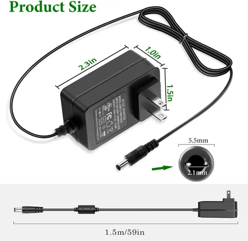 Vista 6 de Gonine Adaptador de fuente de alimentación de 9V 1.5A CA a CC, CA 100V-240V a 9 voltios 1.5 Amp cargador con múltiples puntas, centro positivo