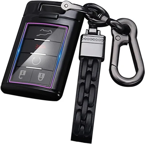 Vista 10 de ontto Compatible con Cadillac Key Fob Protector Carbon Pattern Key Case ABS Car Key Cover para SRX DTS STS XTS CTS Escalade 2005-2011 Negro Negro