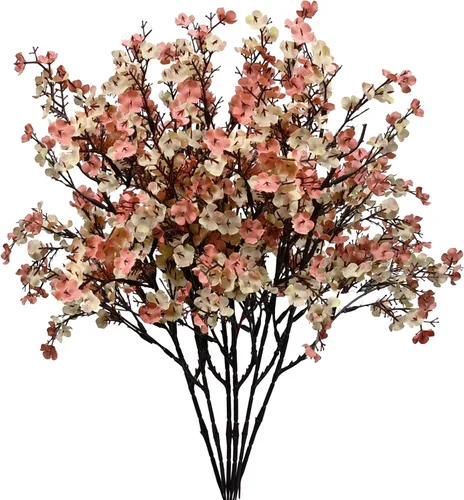 Mandy's 6 paquetes de flores artificiales de aliento de bebé beige marrón | 18.5 Inch Silk Gypsophila European Style Modern Home Decor Centerpiece