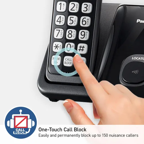 Vista 3 de Panasonic KX-TGD610B Sistema de teléfono inalámbrico, teléfono residencial expandible con bloqueo de llamadas, identificación de llamadas bilingüe