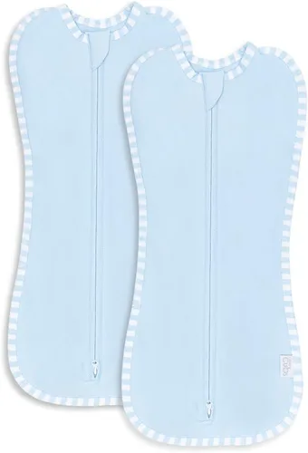 Comfy Cubs Manta de envolver para bebé, niña y niño, con cremallera, paquete de 2 saco de dormir para recién nacido (S de 0 a 3 meses, azul)