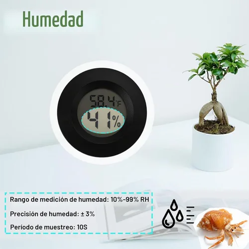 Vista 5 de Termómetro y medidor de humedad para reptiles Termómetro circular digital para terrario Accesorios circulares para jaula de dragón barbudo Medidor