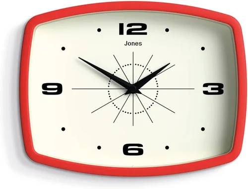 Vista 10 de JONES CLOCKS® Reloj de pared de película Reloj retro rectangular 10 pulgadas Negro Elegante diseño de mediados de siglo para cocina, sala