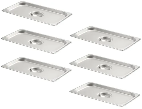 Vista 14 de CURTA Paquete de 6 Tapas para Bandejas de Baño María de Tamaño Completo con Asa, Tapas para Bandejas de Hotel de Acero Inoxidable 18/8 Certificadas