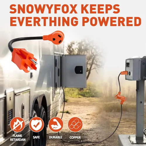 Vista 7 de Snowy Fox RV - Adaptador eléctrico de 15 amperios a 30 amperios - Adaptador eléctrico de alimentación de cámper de 15 machos a 30 hembras, cable