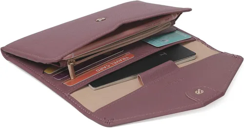 Vista 3 de Zoppen - Billetera de viaje con bloqueo RFID multiusos (Ver.4) Portatarjetas de pasaporte y vacunas, organizador de documentos de tres pliegues