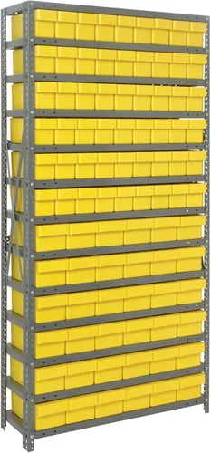 Vista 167 de Quantum QSBU-245BK Heavy Duty Shelving Unit with (7) Shelves and (24) QUS245 Black Bins for Garage Warehouse Storage Distribution 400 lb Load