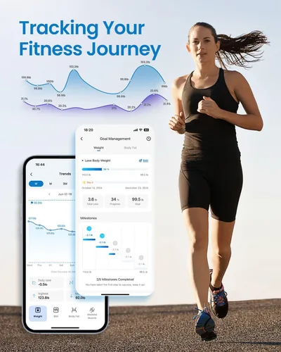 Vista 3 de RENPHO Báscula inteligente, báscula digital de baño para peso, báscula con IMC, grasa corporal, masa muscular, análisis de composición corporal